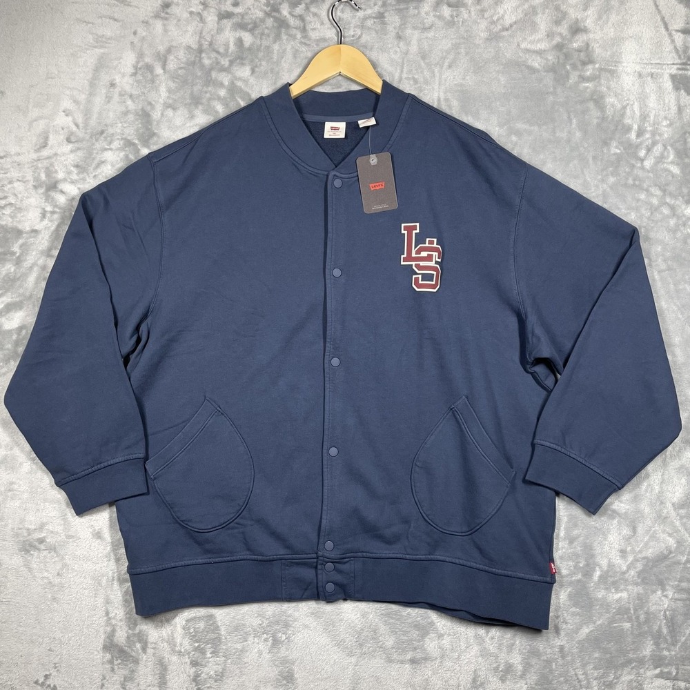 Levis Mens Relaxed Fit Letterman Varsity Jacket Navy Blue A93210001 XXL NWT